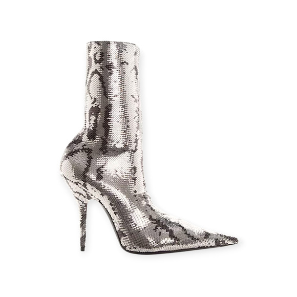 Balenciaga Metallic Knife Sequin High Heel Sock Booties IT 38 US 8 - Picture 1 of 14